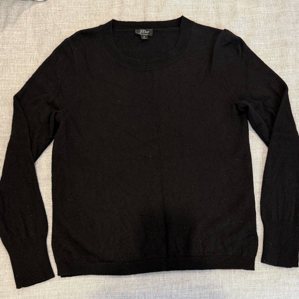 J Crew 100% Cashmere Black Crew Neck Sweater